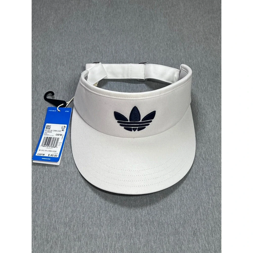 Adidas Originals Golf Visor White Navy Trefoil Logo High Crown JJ3820 OSFM NEW
